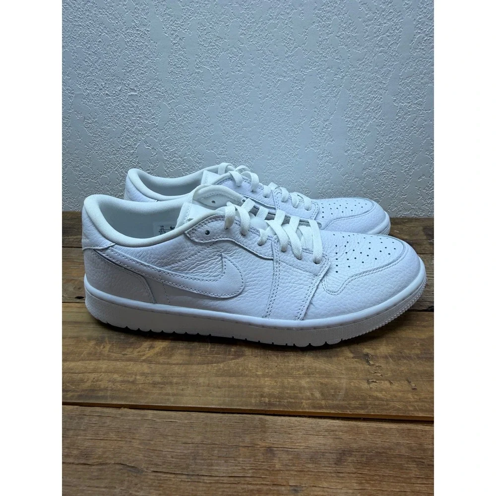 Jordan 1 Low Golf Triple White Leather Shoes DD9315-101 Mens Size 10